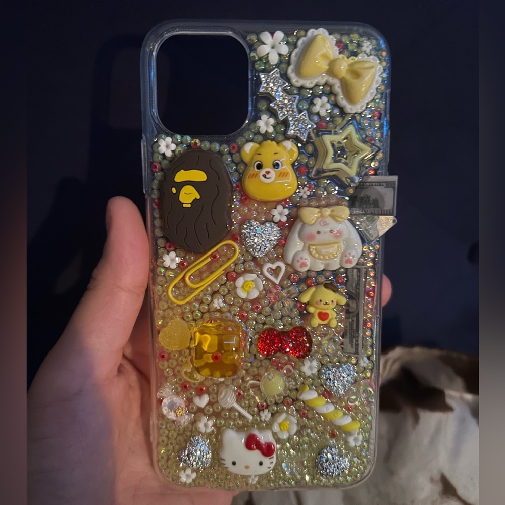Vibrant Green and Yellow Sparkly Floral Phone Case kawaii iphone11promax